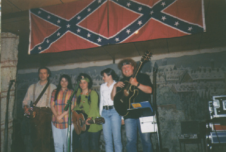 At a concert of my aunt's band 'Sheila und Steigbgel'. guitarrist Thommy, me, aunt Sheila, Lena, uncle D.J. - Brandenburg. spring 97